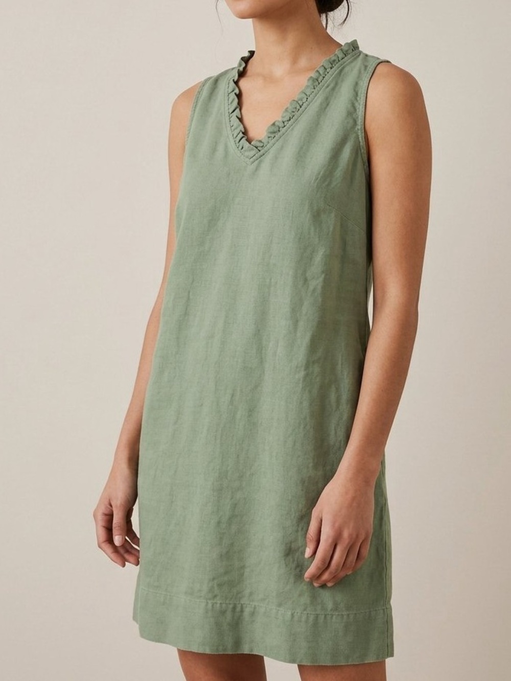 Briggs New York Sleeveless V-Neck Ruffle Cover-Up in Sage Green